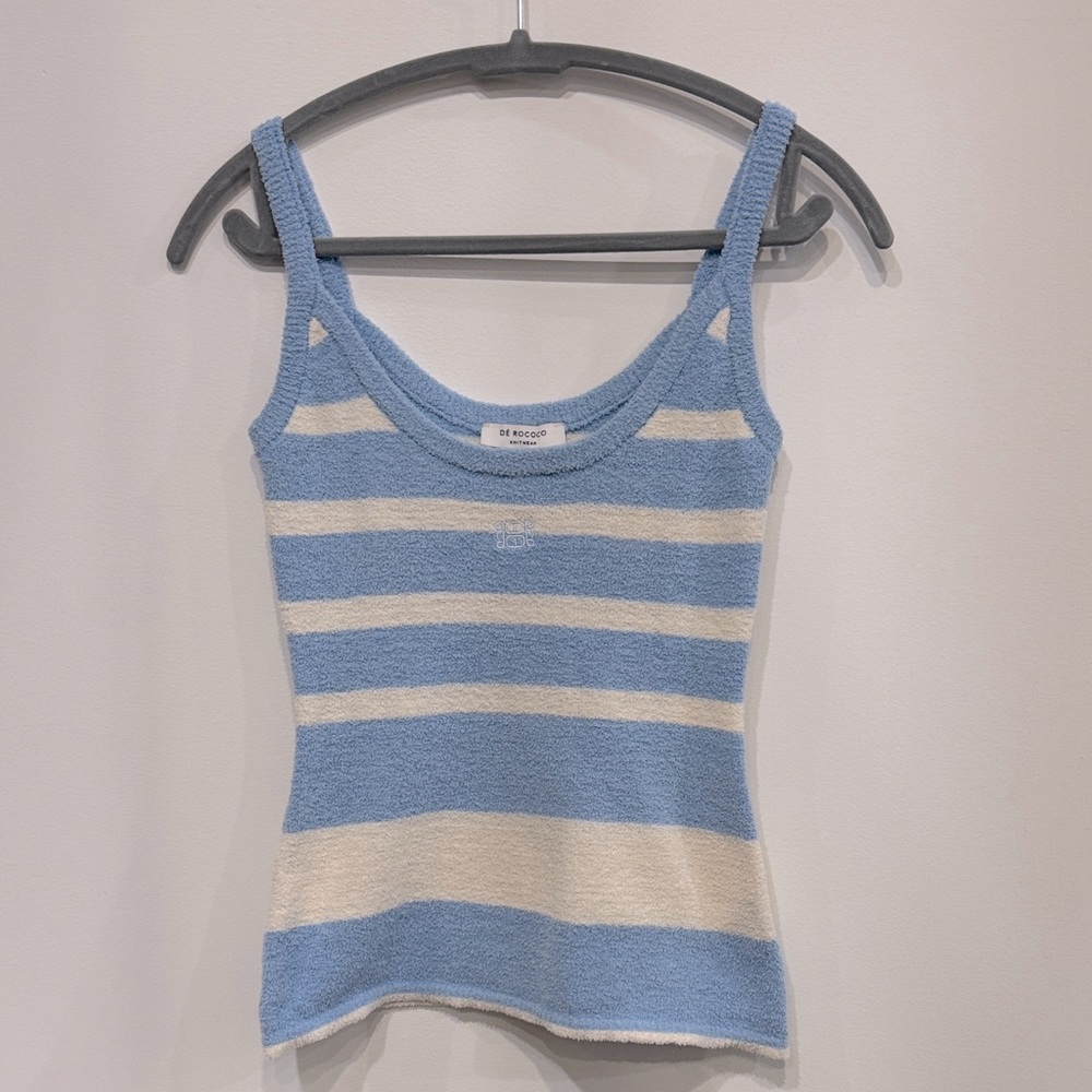 De Rococo Blue and Cream Striped Tank Top